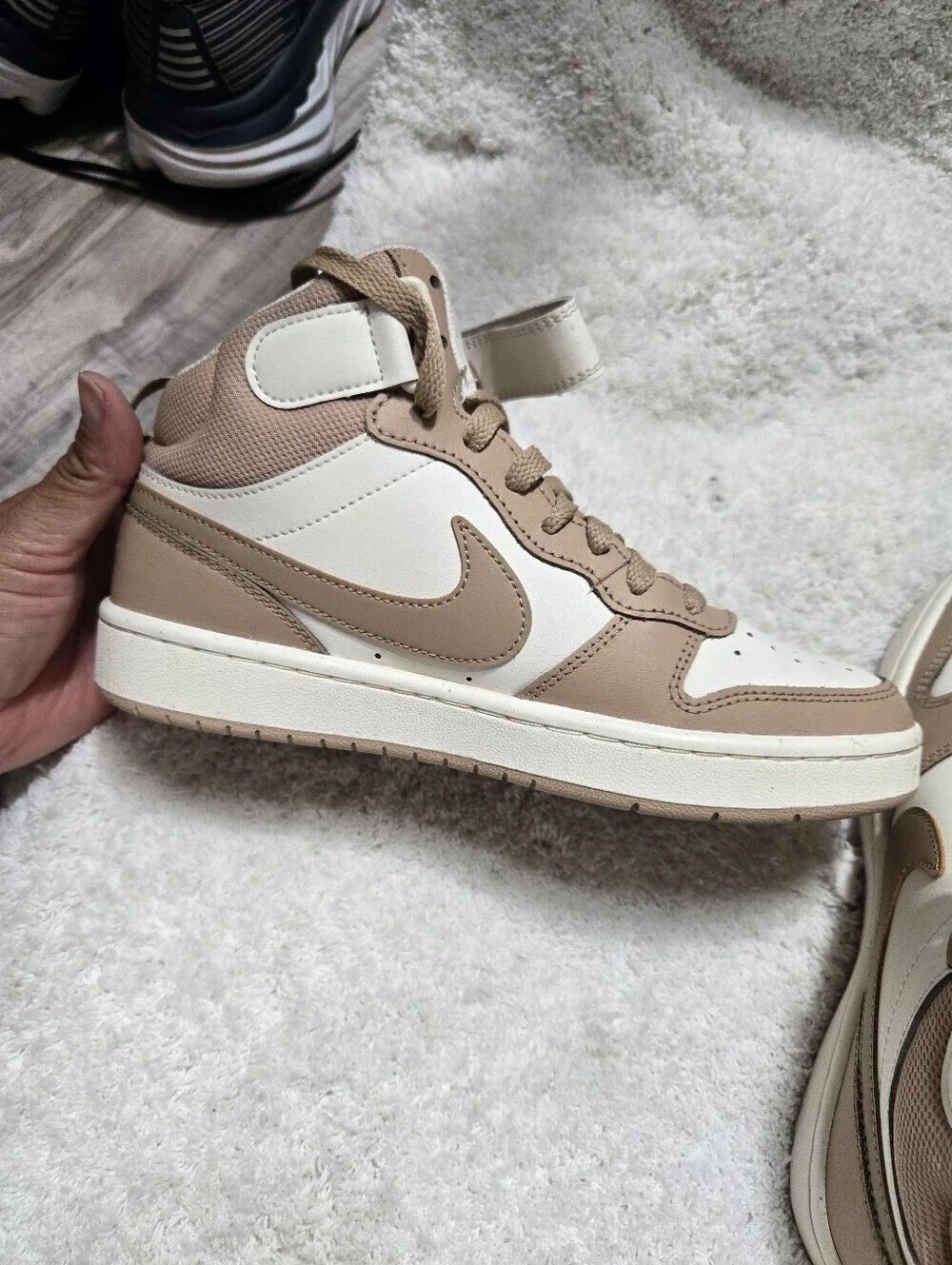Nike Court Borough Mid 2 GS Pale Ivory Kids Youth Casual Shoes CD7782-125 Sz 5